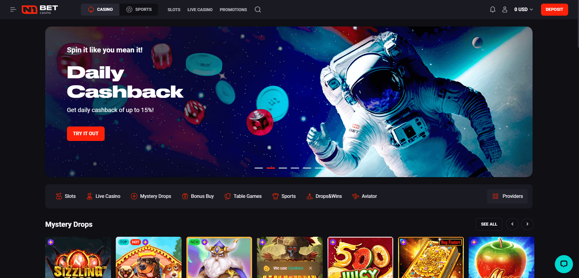 n1 bet casino homepage