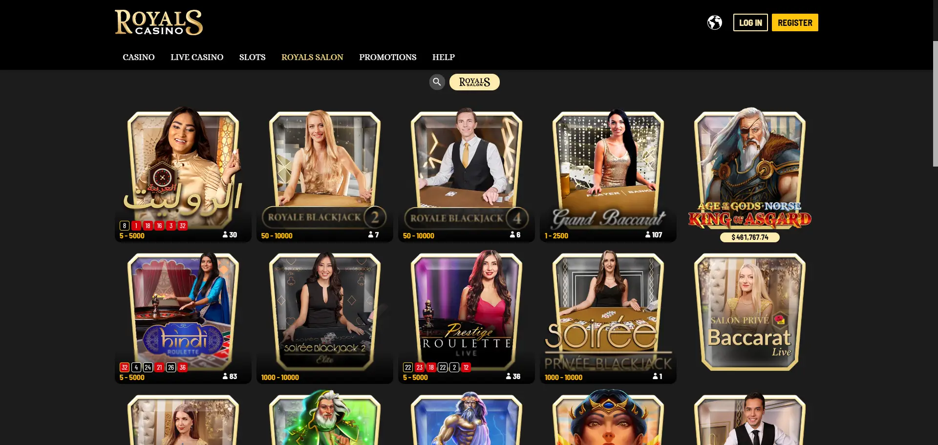 royals saloon live casino